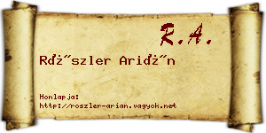 Röszler Arián névjegykártya